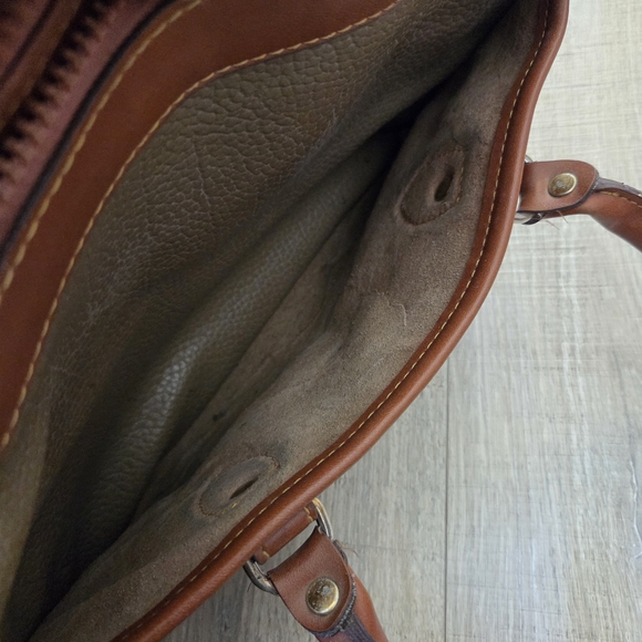 Dooney & Bourke Pebbled Leather Satchel in Taupe with Brown Trim - Picture 7 of 7